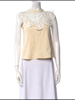See By Chloe Cream Eyelet Yoke Sleeveless Tank XS